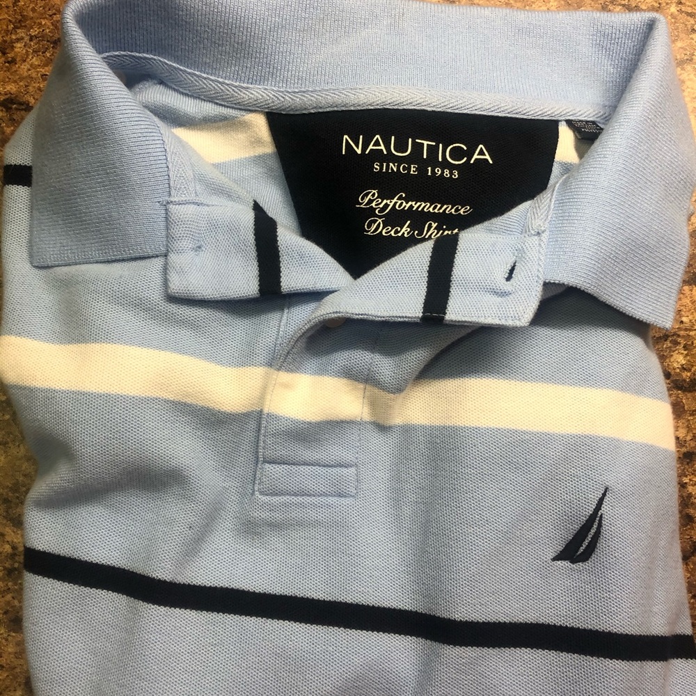 Nautica performance deck shirt blue white black